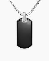 Chevron Tag in Sterling Silver with Black Onyx, 35mm